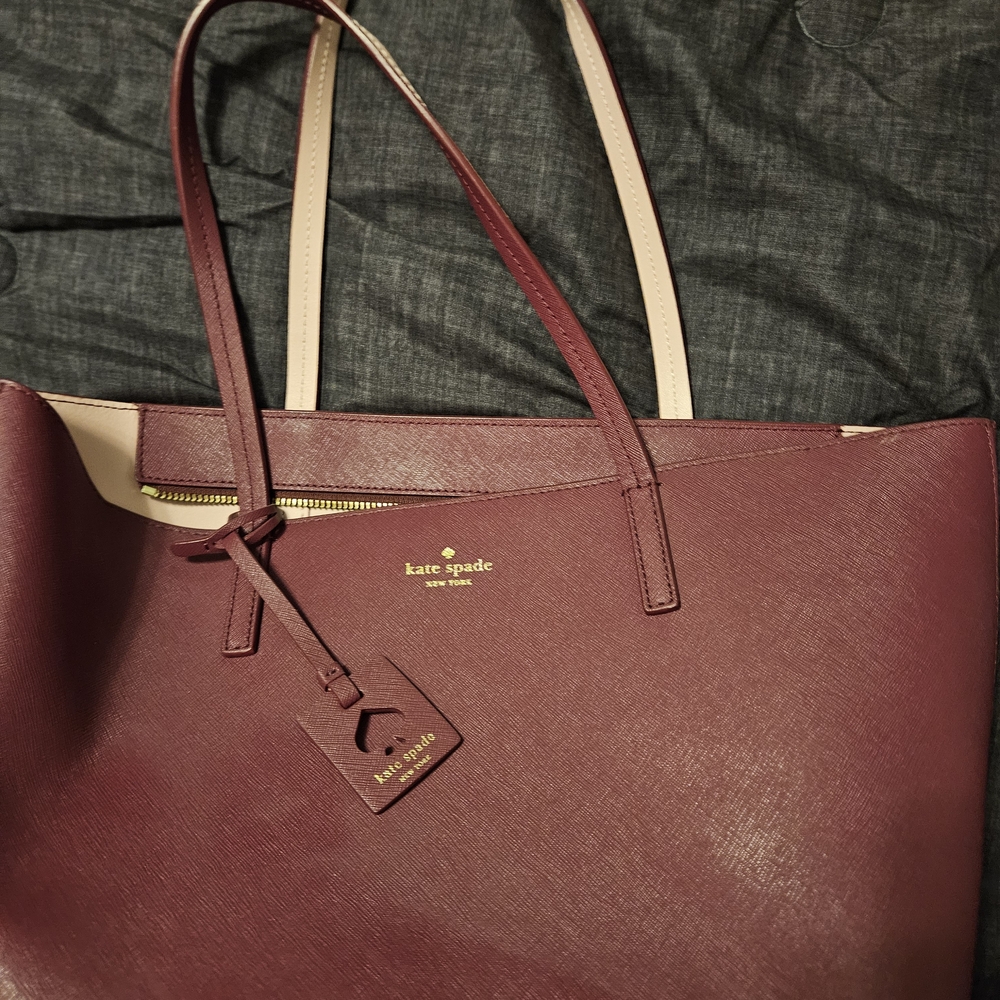 Kate Spade Wine and Cream Tote Bag